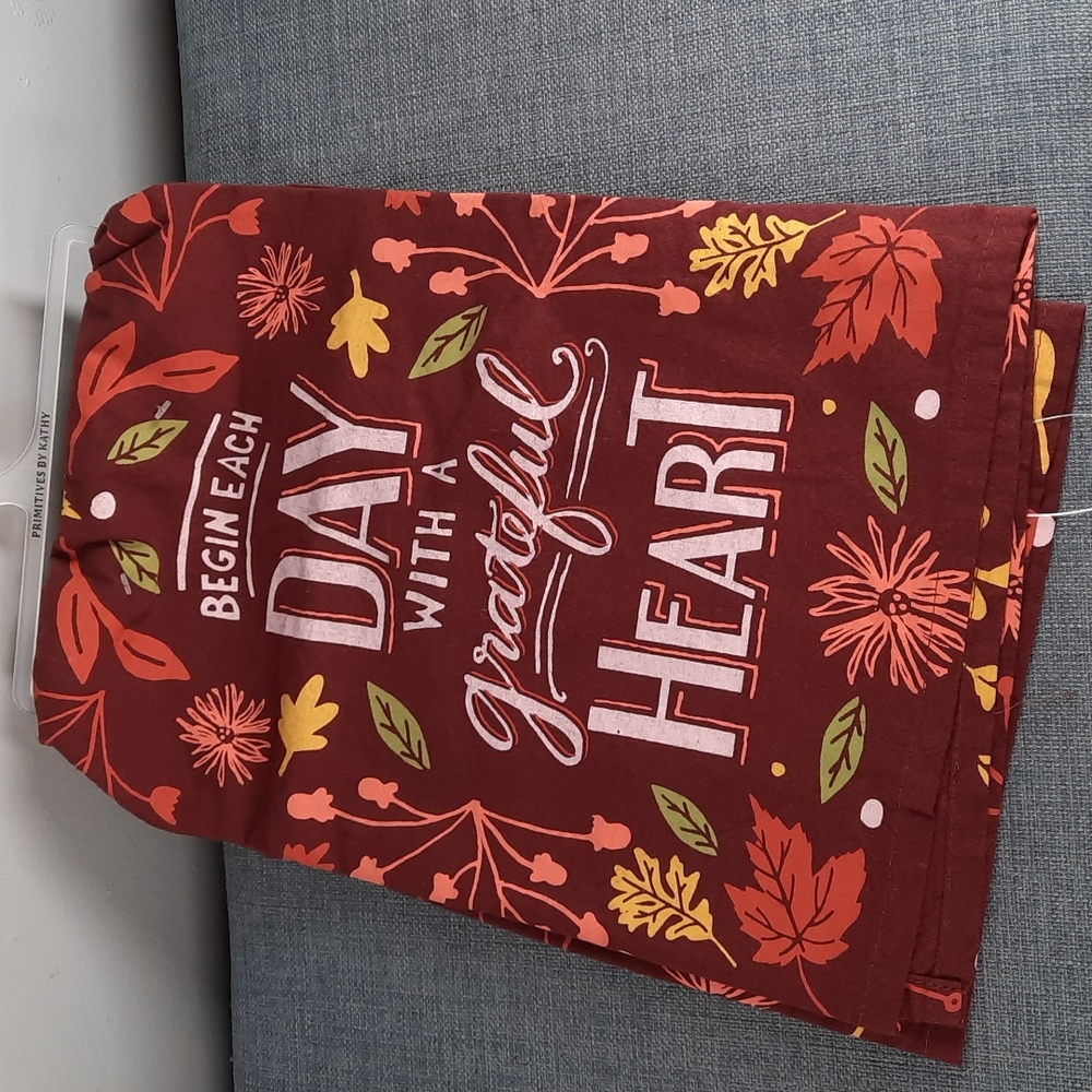 Begin Each Day With A Grateful Heart Fall Cotton Kitchen Towel Thanksgiving NWT